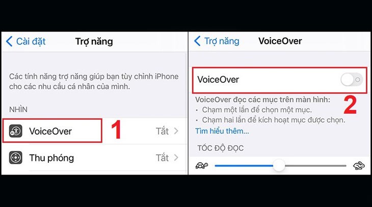  Để tắt giọng nói trên điện thoại, bạn hãy tắt hoạt động VoiceOver trong Trợ năng