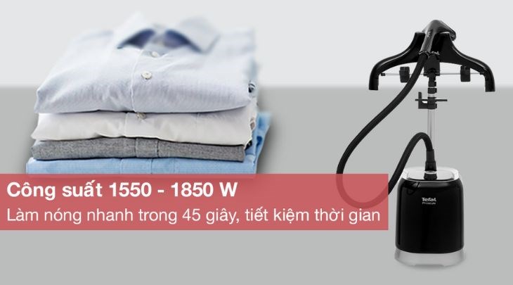 Bàn ủi hơi nước đứng Tefal IT3440E0 1850W cho khả năng làm nóng nhanh nên giúp tiết kiệm điện năng hiệu quả hơn