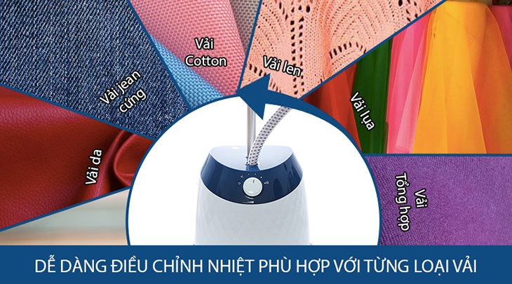 Bàn ủi hơi nước đứng Philips GC518 1600W có thể ủi trên nhiều chất liệu mà không làm phai màu vải