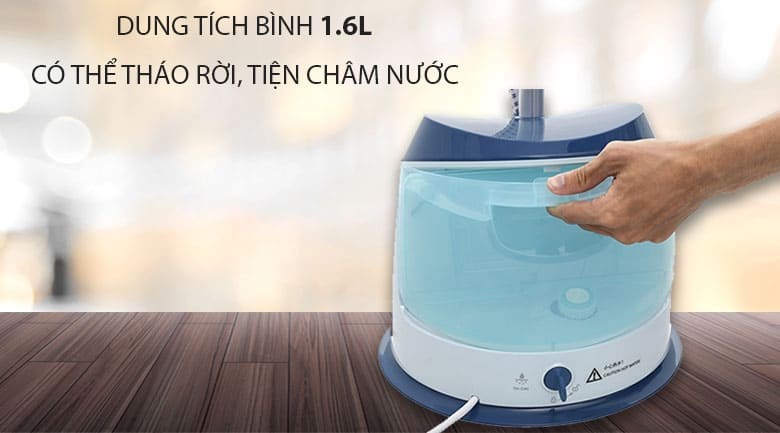 Bàn ủi hơi nước đứng Philips GC518 1600W có dung tích bình chứa 1.6 lít nên ủi được lượng lớn quần áo