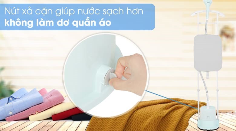Bàn ủi hơi nước đứng Midea MHI-G20R1 1785W có tích hợp nút xả cặn giúp bạn vệ sinh thiết bị dễ dàng Bàn ủi hơi nước đứng Midea MHI-G20R1 1785W có tích hợp nút xả cặn giúp bạn vệ sinh thiết bị dễ dàng