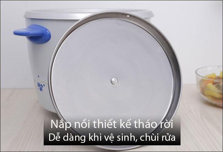 Nồi cơm điện nắp rời dễ dàng vệ sinh, chùi rửa