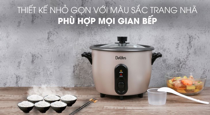 Nồi cơm điện nắp rời có thiết kế tinh tế, phù hợp với nhiều không gian bếp