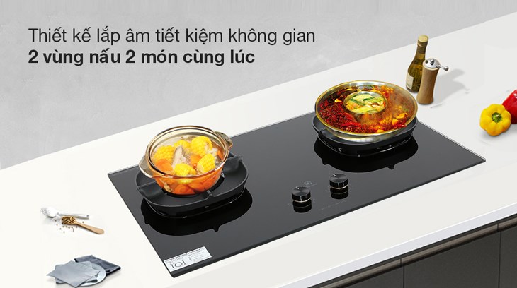 Bếp ga âm Electrolux EHG8251BC có thiết kế lắp đặt âm sang trọng tạo thẩm mỹ cho không gian bếp