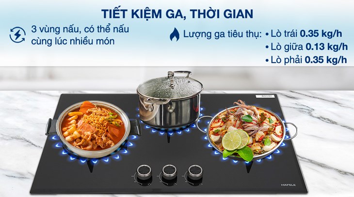 Bếp ga âm Hafele HC-G783B (538.66.477) cho phép bạn nấu được nhiều món ăn cùng lúc