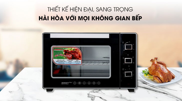 Lò nướng Sanaky VH5099S2D 50 lít có thiết kế đẹp mắt, dễ dàng kết hợp hài hòa với mọi không gian căn bếp