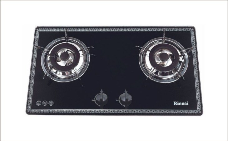 Mặt bếp ga âm Rinnai RVB-2BG(F)N được làm bằng kính kính chịu lực, chịu nhiệt tốt