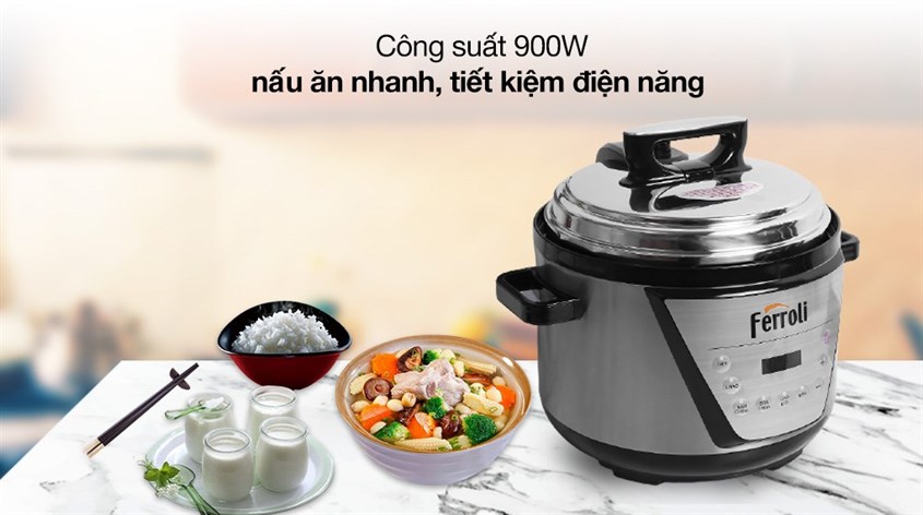 Nồi áp suất điện Ferroli FPC900-D 5 lít có ruột nồi được làm từ chất liệu Inox 304 sáng bóng, bền đẹp và dễ dàng vệ sinh Nồi áp suất điện Ferroli FPC900-D 5 lít có ruột nồi được làm từ chất liệu Inox 304 sáng bóng, bền đẹp và dễ dàng vệ sinh