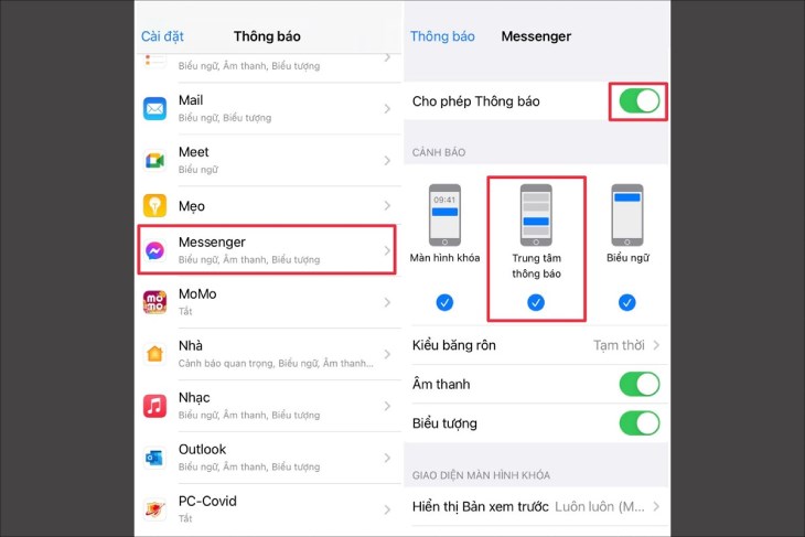 iOS cũng có thể bật tính năng thông báo nổi