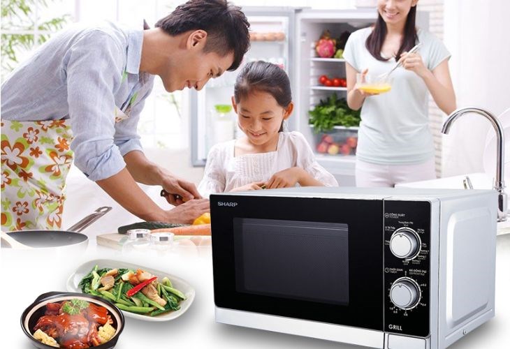 Lò vi sóng có nướng Sharp R-G222VN-S 20 lít phù hợp với gia đình thường xuyên có nhu cầu nấu những món đa dạng