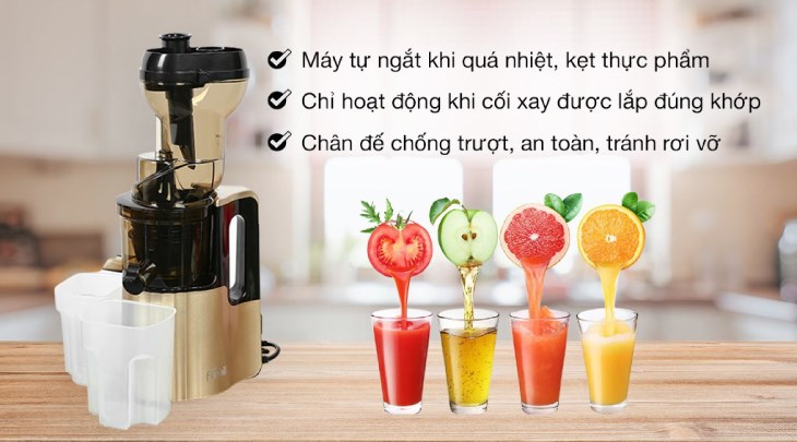 Máy ép chậm Ferroli FSJ-200M giúp bảo vệ động cơ và người dùng với tính năng tự ngắt khi quá tải
