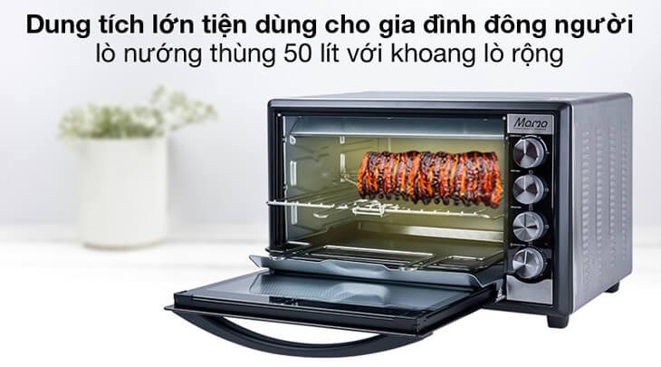 Lò nướng Sunhouse Mama SHD4250S 50 lít có dung tích 50 lít, thích hợp sử dụng trong gia đình có đông thành viên, nhà hàng, khách sạn,…