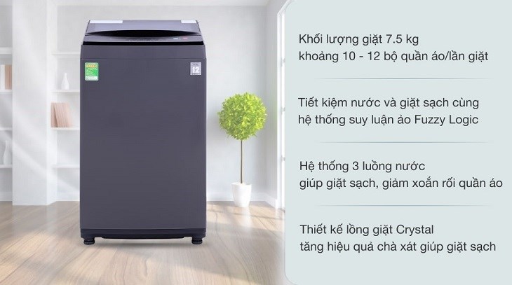 Máy giặt Casper 7.5 kg WT-75N70BGA có giá chỉ 4.090.000 VNĐ (cập nhật tháng 04/2023 và có thể thay đổi theo thời gian)