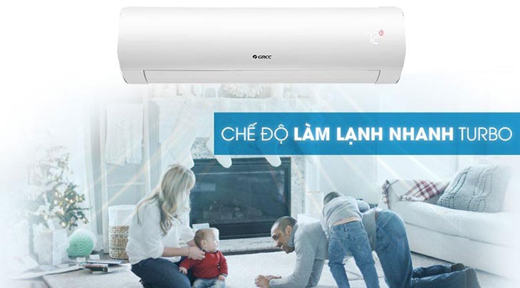 Máy lạnh Gree Inverter 1.5 HP GWC12FB-K6D9A1W nhanh chóng làm lạnh phòng trong thời gian ngắn với chế độ Turbo