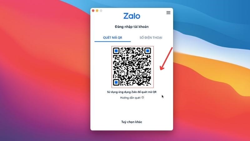Mã QR xác minh hiện lên khi mở ứng dụng Zalo