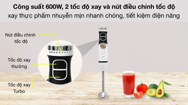 Máy xay sinh tố cầm tay Hommy HB5005K-GS xay thực phẩm nhuyễn mịn