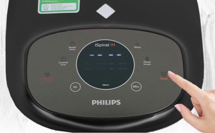 Nồi cơm cao tần Philips 1.5 lít HD4528 có màn hình LCD giúp dễ dàng quan sát nhiệt độ nấu 