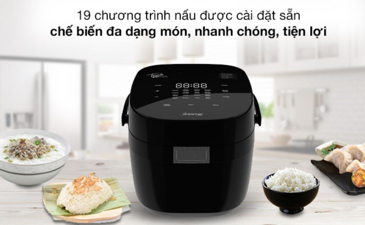 Nồi cơm điện cao tần 1.5 lít Dreamer DR-IH15B được trang bị 19 chế độ nấu, giúp nấu được nhiều món hơn