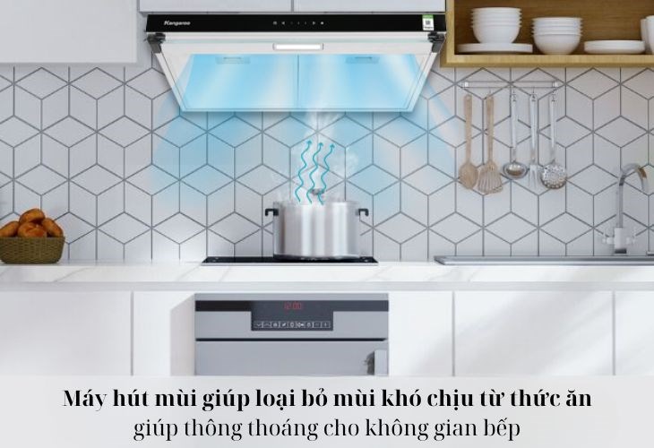 Máy hút mùi áp tường Kangaroo KG70RS giúp loại bỏ mùi khó chịu mang lại sự thông thoáng cho không khí nhà bếp