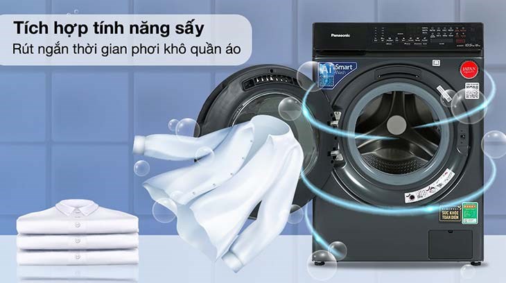 Tích hợp tính năng sấy giúp rút ngắn thời gian phơi áo quần