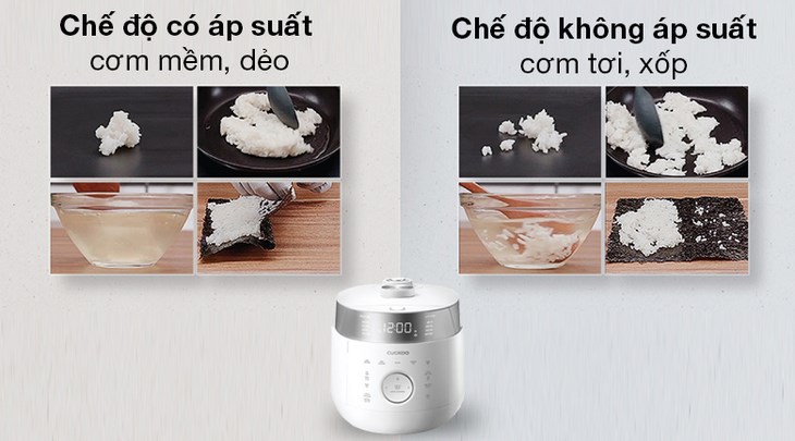Nồi cơm áp suất cao tần Cuckoo 1.8 lít CRP-LHTR1009F/WHSIVNCV sở hữu công nghệ áp suất kép Twin Pressure, giúp bạn nấu được nhiều loại cơm, tiện dụng