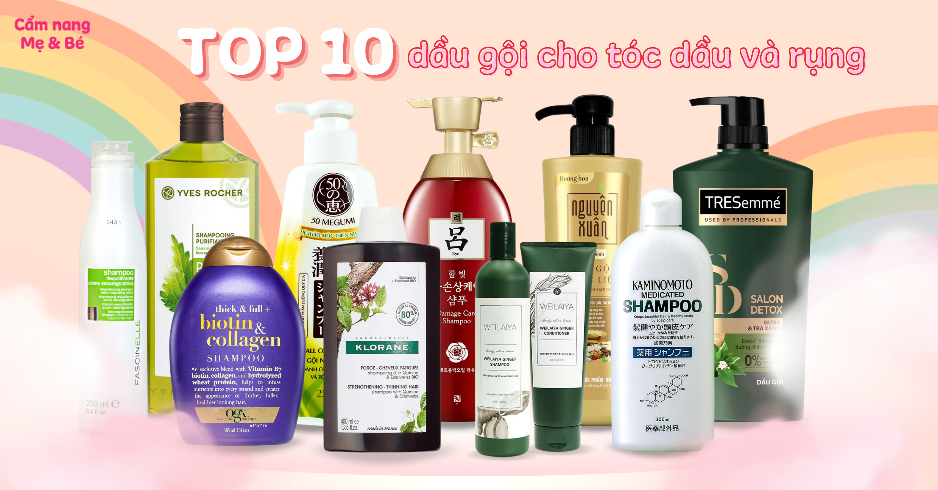 Top 10 loại dầu gội cho tóc dầu và rụng tốt, được ưa chuộng nhất hiện nay