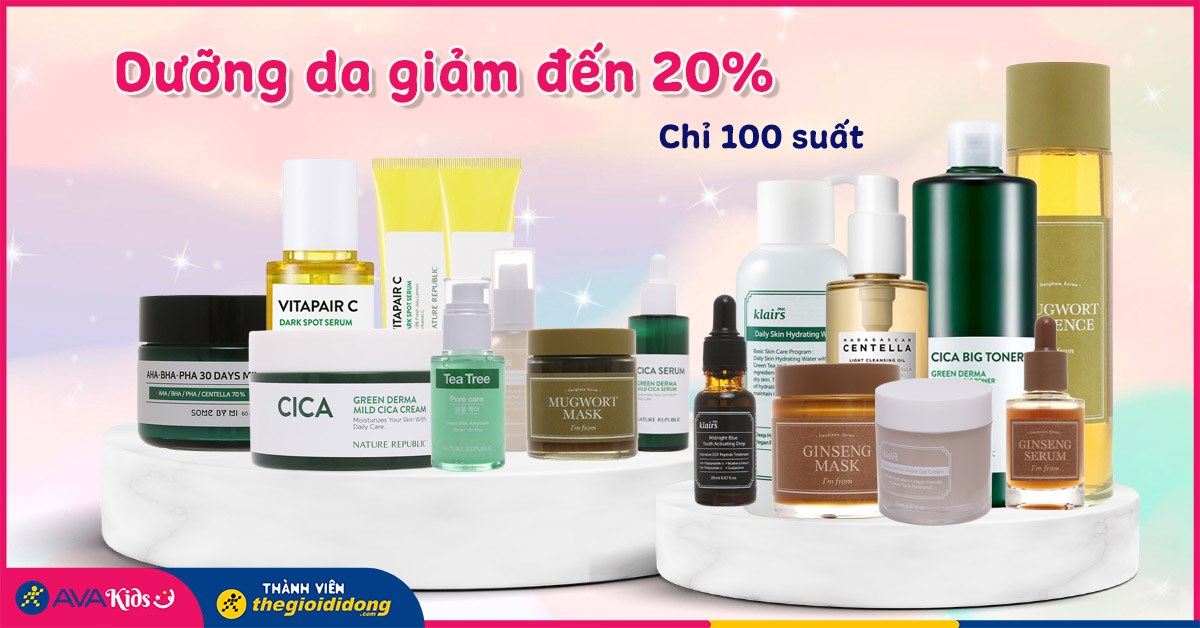 [15/10 - 31/10]Hotsale cuối tháng: Các sản phẩm dưỡng da giảm giá đến 20% chỉ 100 suất. Săn ngay!