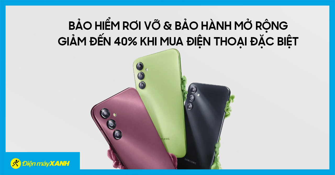 Giảm đến 40% gói Bảo hiểm rơi vỡ hoặc Bảo hành mở rộng khi mua Điện thoại độc quyền tại Điện máy XANH