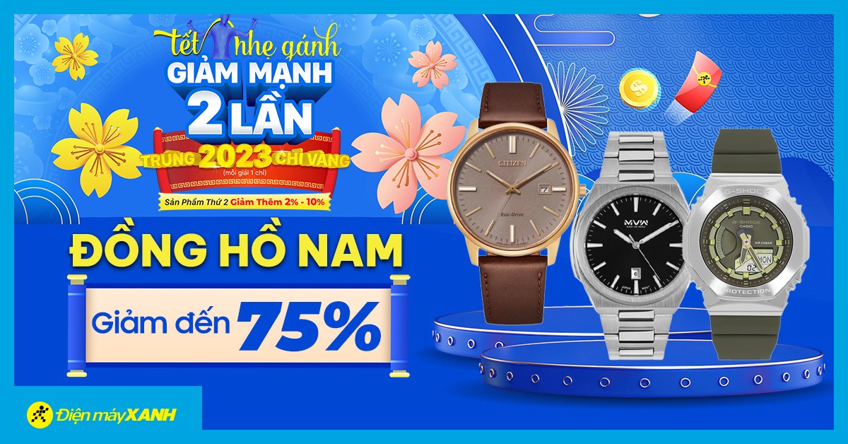 Mừng xuân Quý Mão - SIÊU GIẢM GIÁ đến 75% đồng hồ thời trang nam. Chốt đơn ngay!