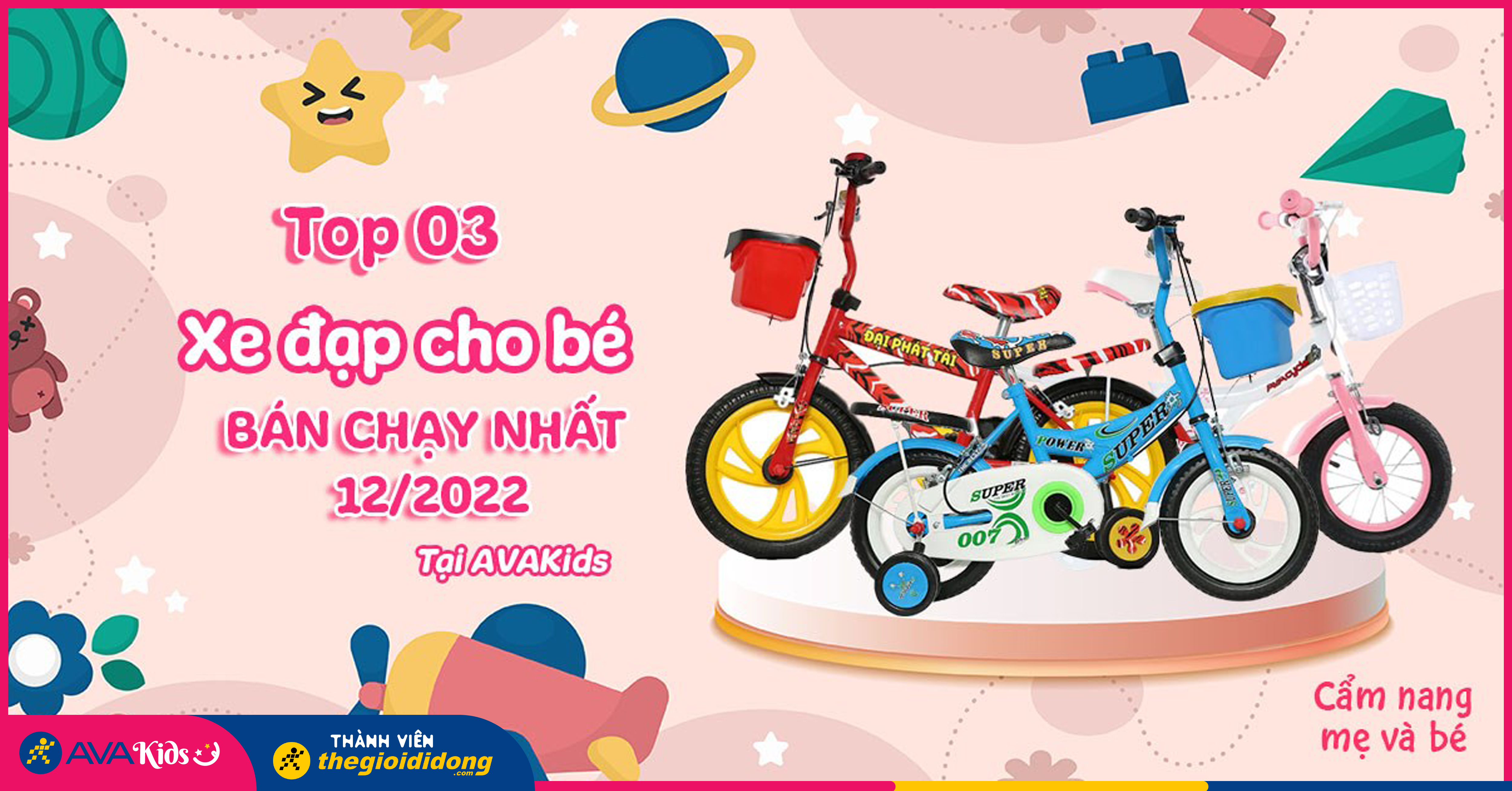 Top 3 xe đạp cho bé bán chạy nhất tháng 12 tại AVAKids