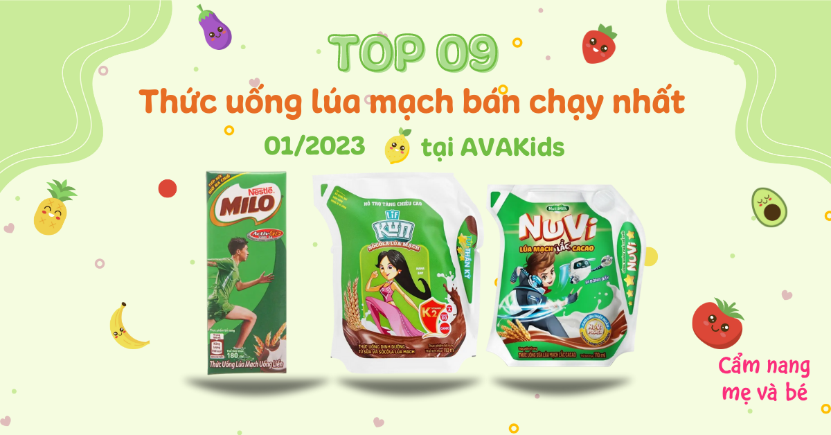 Top 3 thức uống lúa mạch bán chạy nhất tháng 1/2023 tại AVAKids