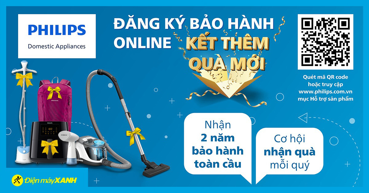 Gia dụng Philips: Thông báo bỏ phiếu bảo hành - Tham gia đăng kí bảo hành online kết thêm quà mới
