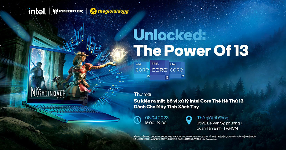 Đón chờ sự kiện ra mắt Laptop Intel Core 13th Gen của Acer tại Thế Giới Di Động