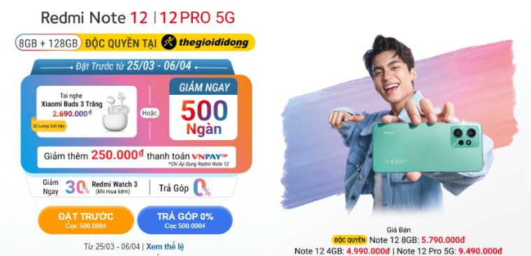 HOT: Đặt trước Redmi Note 12 | Note 12 Pro 5G tại Điện máy XANH, rinh ngay quà cực chất