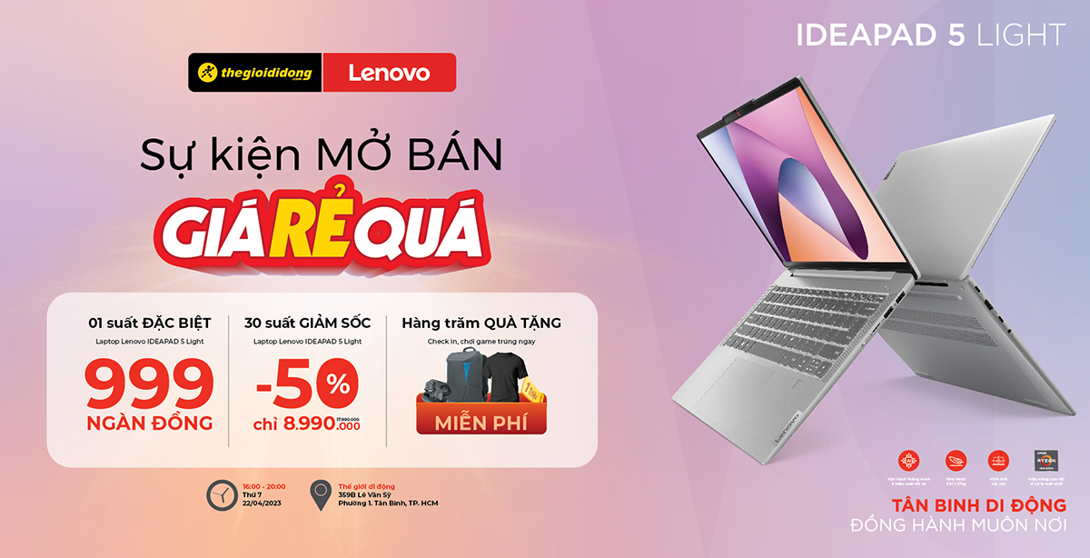 Sự kiện mở bán Laptop Lenovo IdeaPad Slim 5 Light tại Thế Giới Di Động