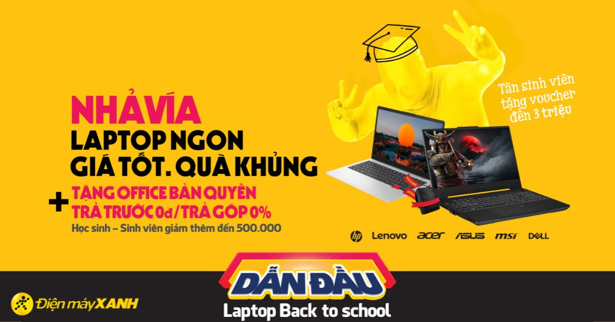 Điểm cao rinh laptop chất, giảm đến 3 triệu tại Điện máy XANH