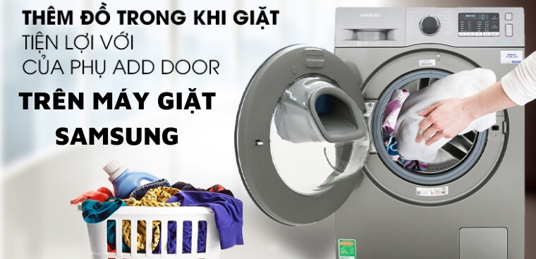 Khám phá tính năng thêm đồ giặt với cửa phụ Add Door trên máy giặt Samsung