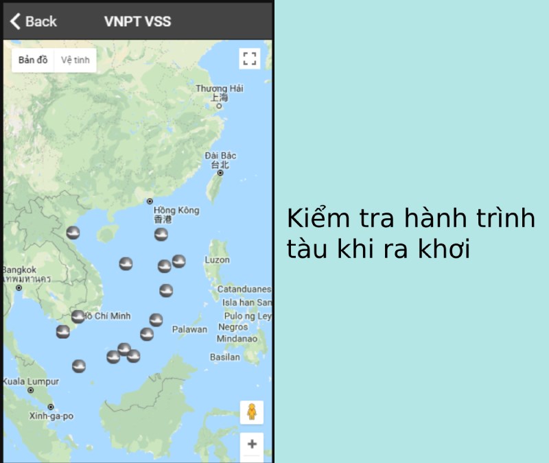 Kiểm tra h&agrave;nh tr&igrave;nh t&agrave;u khi ra khơi qua ứng dụng VNPT VSS