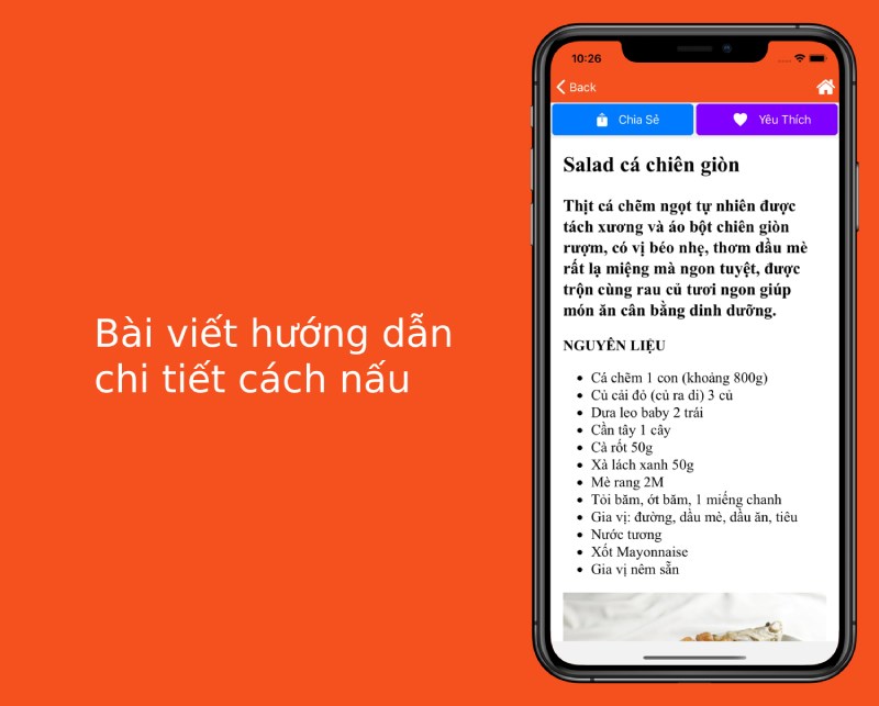 Ứng dụng Sách Nấu Ăn hướng dẫn chi tiết cách làm