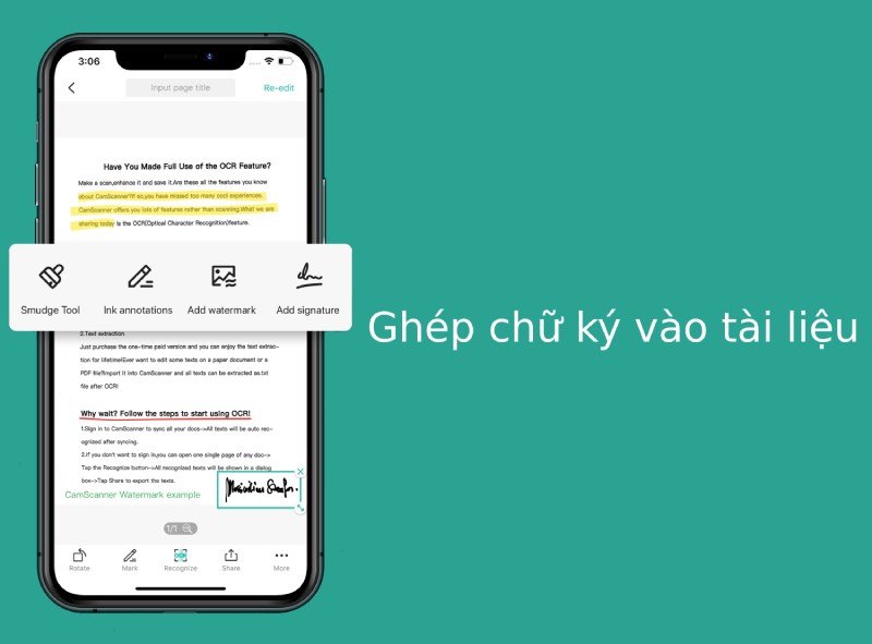  Ghép chữ ký vào tài liệu bằng ứng dụng CamScanner