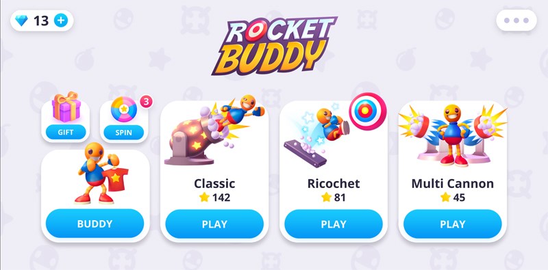 Ba chế độ chơi trong Rocket Buddy