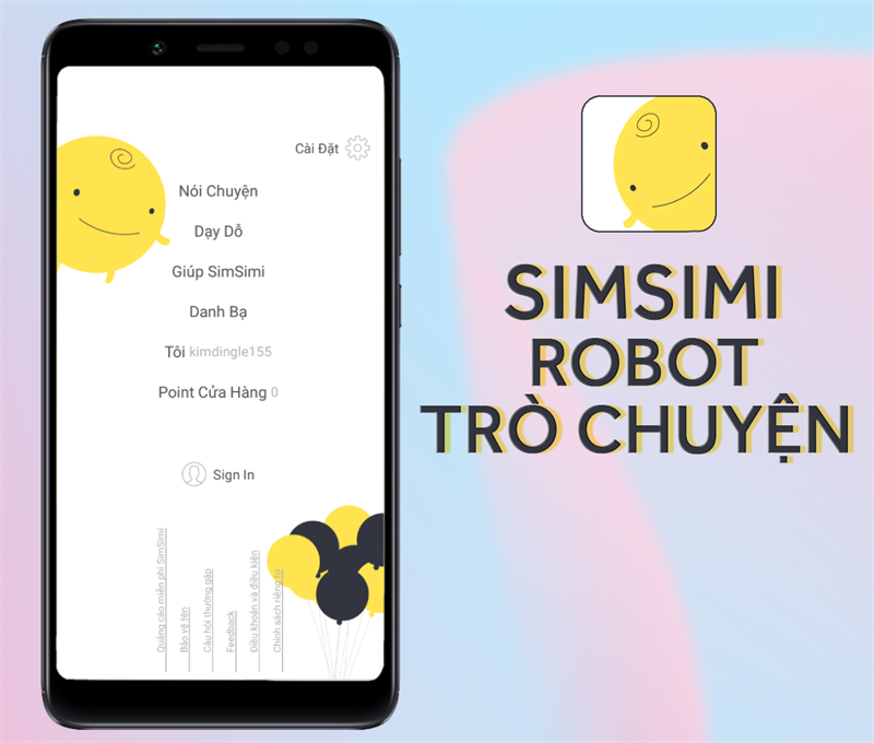 Ứng dụng SimSimi - Robot trò chuyện