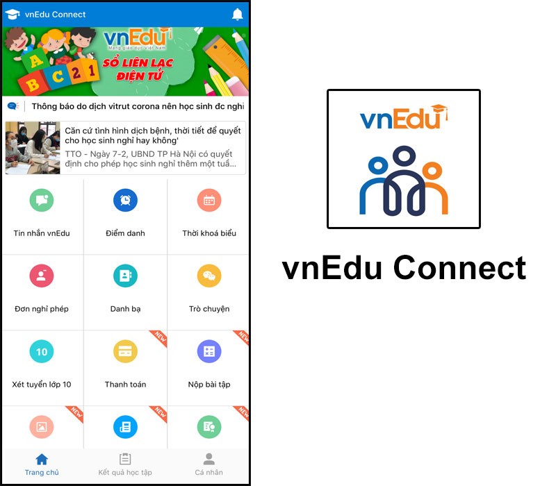 Ứng dụng vnEdu: Tra cứu điểm, kết quả học tập, sổ liên lạc điện tử