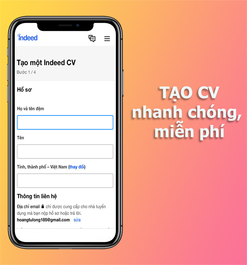 Việc làm Indeed hỗ trợ tạo CV miễn phí 