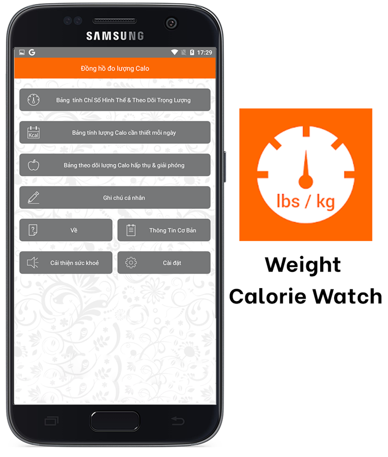 Ứng dụng Weight Calorie Watch 