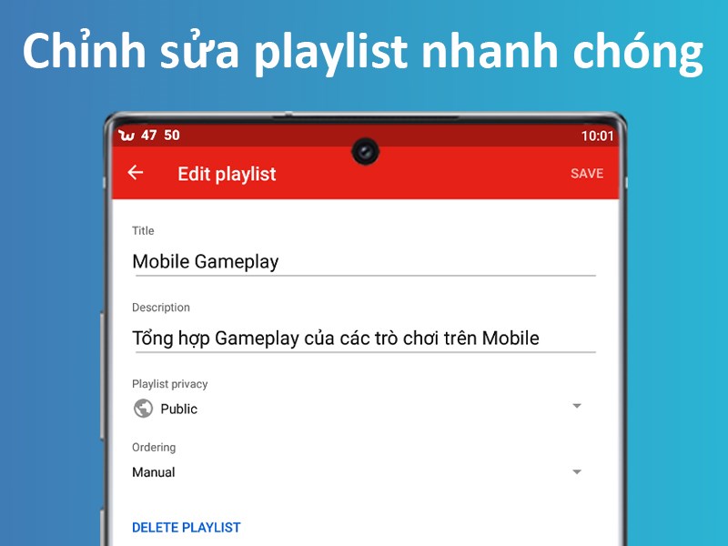 Quản lý tùy chỉnh thông tin playlist trong video 