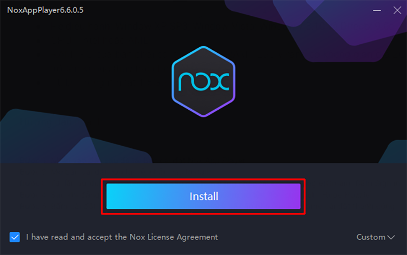 Nhấn chọn Install Now để tiến hành cài đặt Nox