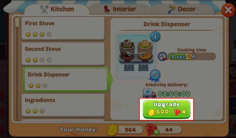 N&acirc;ng cấp thiết bị nh&agrave; h&agrave;ng trong Cooking Diary bằng ruby