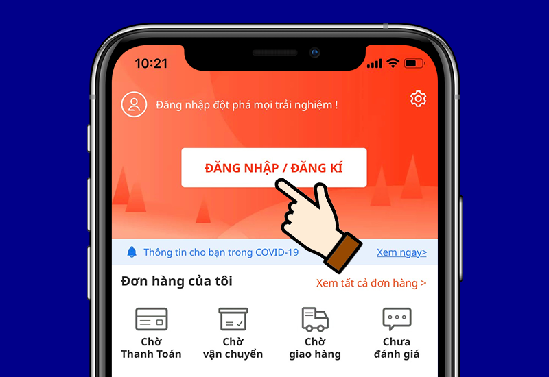 Đăng nhập tài khoản trên app