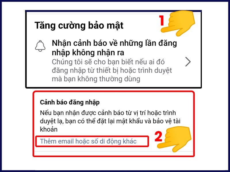 Chọn thêm email hoặc số di động khác